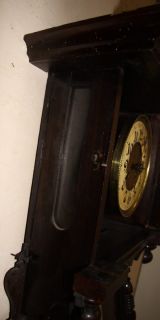 L163 Antique Adler Berlin Style German Wall Clock Ornate Walnut Case