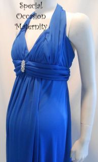 Blue Halter Cocktail Maternity Dress LARGE Baby Shower Evening Dresses