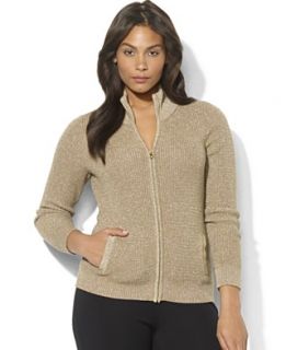 Lauren Ralph Lauren Plus Size Sweater, Long Sleeve Mockneck Cardigan