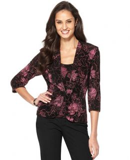 Alex Evenings Jacket & Cami, Three Quarter Sleeve Floral Printed