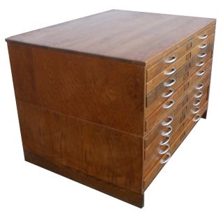 Vintage Mayline Wood 10 Drawer File Cabinet