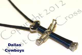 Team Horseshoe Nail Cross Necklace Dallas Cowboys