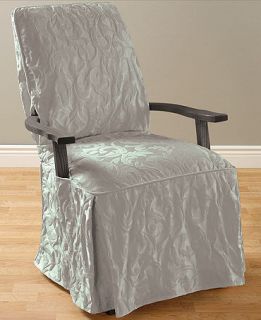 Sure Fit Slipcovers, Matelasse Damask Dining Room Chair with Arms