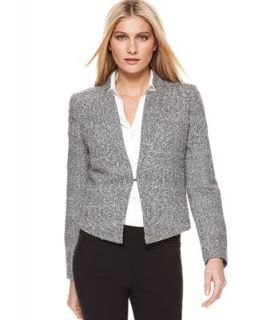 Calvin Klein Jacket, V Neck Long Sleeve Tweed Fitted Blazer