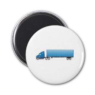 Semi Truck Trailer Blue Magnet