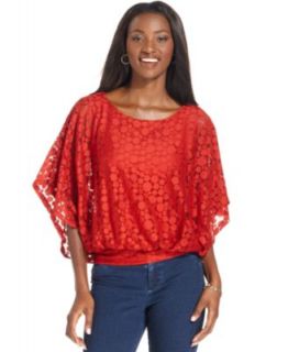 Style&co. Top, Three Quarter Sleeve Lace Blouson