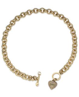 Juicy Couture Necklace, Gold Tone Pave Heart Charm Necklace   Fashion