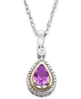 Sterling Silver and 14k Gold Necklace, Amethyst (5/8 ct. t.w.) and
