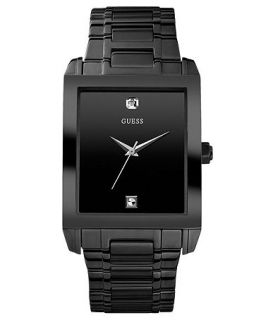 GUESS Watch, Mens Diamond Accent Black Ion Plated Stainless Steel