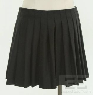 McQ Alexander McQueen Black Wool Pleated Buckle Miniskirt Size 42 New