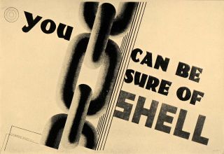 1933 E McKnight Kauffer Shell Oil Poster B w Print Original Historic