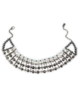 Kenneth Cole New York Necklace, Hematite Tone Faceted Bead Multi Row