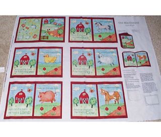 Baby Old McDonald Farm Soft Book Panel Fabric Cotton