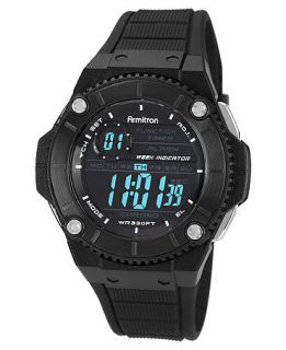 Armitron Watch, Mens Digital Black Polyurethane Strap 43mm 40 8245BLK