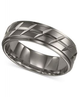 Triton Mens Titanium Ring, Black Silver Tone Wedding Band   Rings