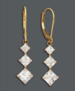14k Gold Earrings, Cubic Zirconia Three Stone (4 1/3 ct. t.w.)