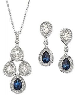 Swarovski Jewelry Set, Montana Crystal Sensation Pendant and Earrings