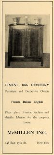 1928 Ad McMillen 18th Century Furniture French Italian   ORIGINAL