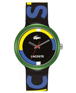 Lacoste Watch, Goa Black, Yellow and Blue Silicone Strap 40mm 2020031