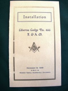 California Masons Libertas Masonic Lodge 1940s Programs X8