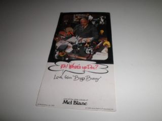 Mel Blanc Whats Up Doc Color Memo Slip Bugs Bunny