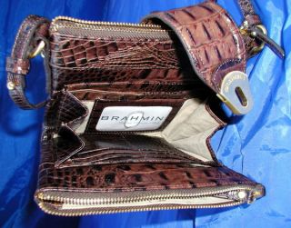 New Brahmin Truffle Melbourne Purse B15151TF Brown Leather Crossbody