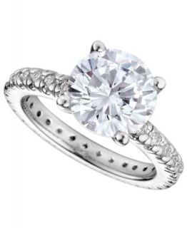 CRISLU Ring, Platinum Over Sterling Silver Round Cut Solitaire Cubic