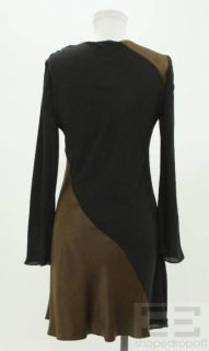 Melinda Eng Black Brown Silk Paneled Dress Size Medium