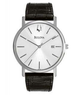 Bulova Watch, Mens Black Leather Strap 45mm 96B107   All Watches