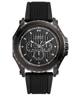 GUESS Watch, Mens Black Silicone Strap 46mm U0063G1   All Watches