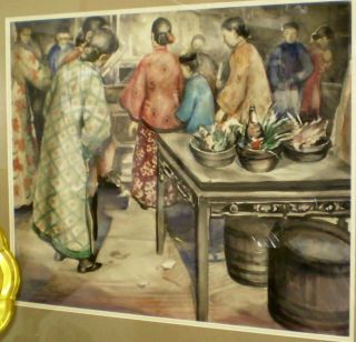 1920s Chinatown Honolulu Painting George Mellen Hawaii