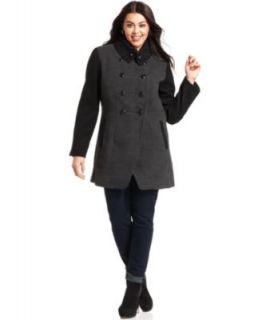 American Rag Plus Size Coat, Colorblocked Double Breasted