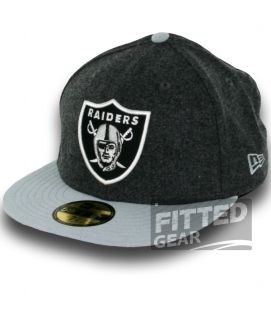 Oakland Raiders Melton Basic Gray Wool New Era 59Fifty NFL Fitted Hats