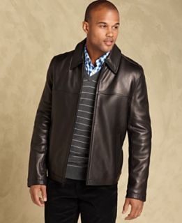 Tommy Hilfiger Big and Tall Jacket, Smooth Lamb Leather Open Bottom