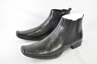 Steve Madden Mens Banke Black Leather Trendy Ankle Boot