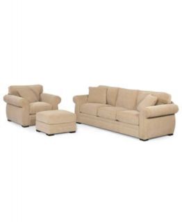 Devon Fabric Living Room Furniture, 3 Piece Set (Queen Sleeper Sofa