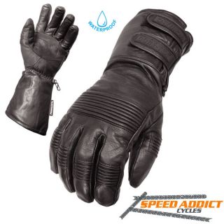 GT 4100 Mens WK Extra II Black Winter Leather Motorcycle Gloves Large