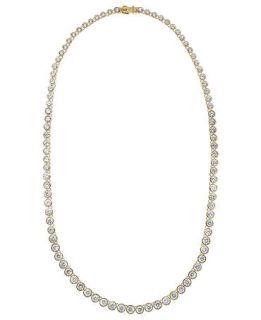 Michael Kors Necklace, Gold Tone Clear Crystal Long Necklace     