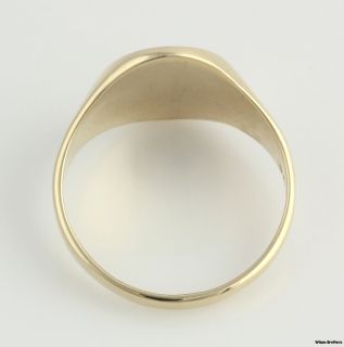 Initial R Mens Signet Style Ring Band   10k Yellow Gold Solid Back