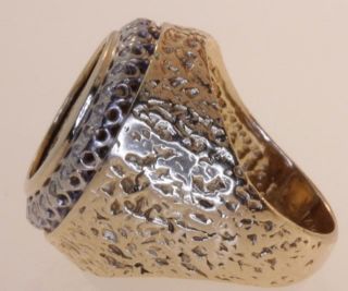 gold mexican dos pesos .28ct mens diamond nugget coin ring gents 11g