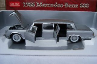 Sun Star 1966 Mercedes Benz 600 Silver Metal Die Cast Limousine 1 18