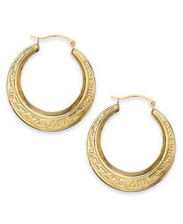 10k Gold Earrings, Gradient Greek Key Hoop Earrings   Earrings