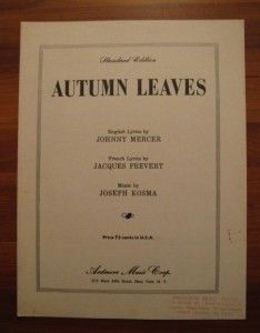 Autumn Leaves Sheet Music 1950 Johnny Mercer Les Feuilles Mortes (O