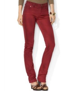 Lauren Jeans Co. Petite Jeans, Slimming Straight Leg, Vintage Deep Red