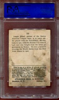 1914 Cracker Jack 22 Smokey Joe Wood Red Sox PSA 2