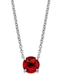 Sterling Silver Necklace, Round Cut Garnet Pendant (3 ct. t.w.)