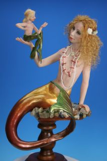 OOAK Art Doll Prelude to A Kiss Fairytale Fantasy Mermaid Sculpture by