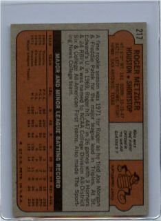 1972 Topps BB 217 Roger Metzger Astros