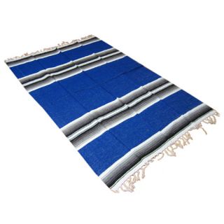 Mexican Blanket Striped Royal Blue 60 inch x 80 Inch
