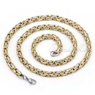 Mens Boys Gold Silver Tone Box Chain 316L Stainless Steel Necklace 18